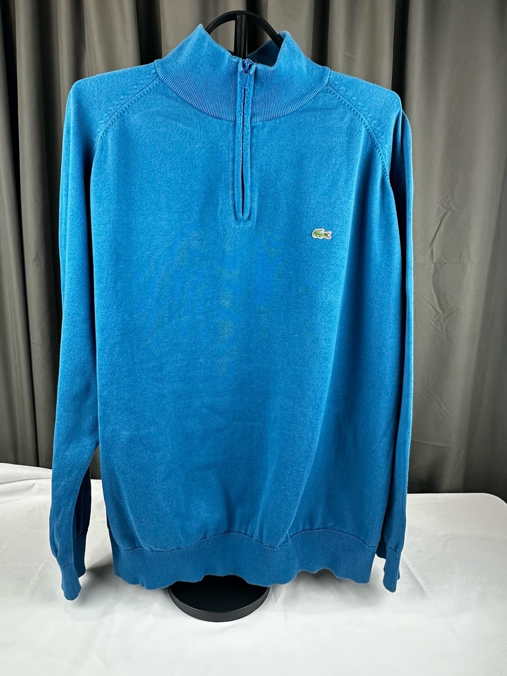 Lacoste Men's Teal Blue Half-Zip Pullover Sweater
